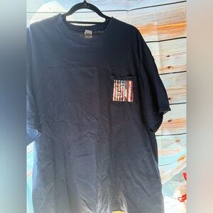Men's Navy Pocket T-Shirt with Striped Accent